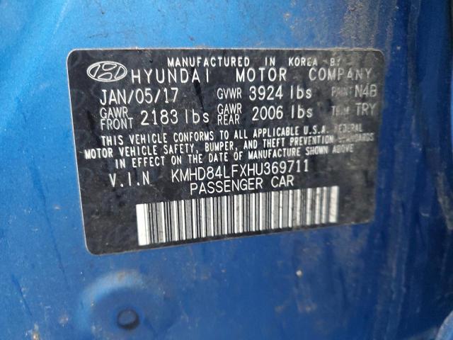 2017 HYUNDAI ELANTRA SE KMHD84LFXHU369711