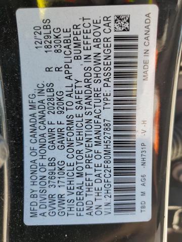 2021 HONDA CIVIC SPOR - 2HGFC2F80MH527887