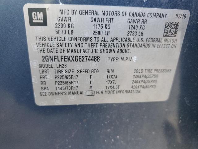 2016 CHEVROLET EQUINOX LT - 2GNFLFEKXG6274488