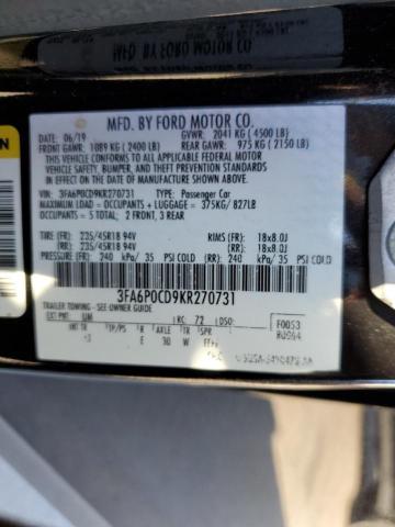 2019 FORD FUSION SEL - 3FA6P0CD9KR270731