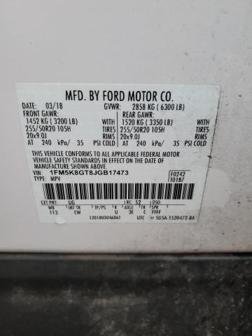 2018 FORD EXPLORER S - 1FM5K8GT8JGB17473