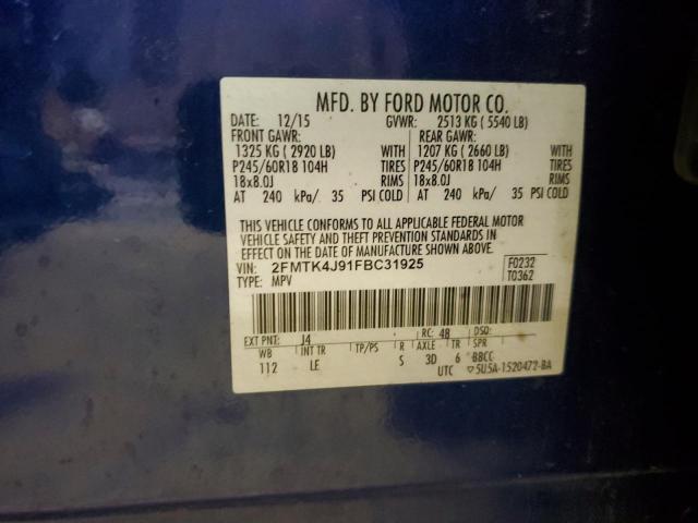 2015 FORD EDGE SEL - 2FMTK4J91FBC31925