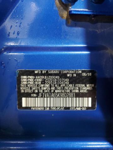 2019 SUBARU WRX JF1VA1A65K9802883