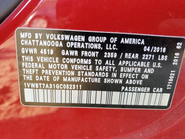 2016 VOLKSWAGEN PASSAT SE - 1VWBT7A31GC052311