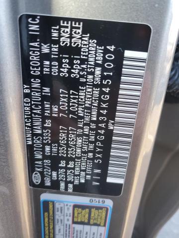 2019 KIA SORENTO L 5XYPG4A34KG451004