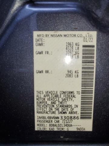 2022 NISSAN ALTIMA S 1N4BL4BV6NN330886