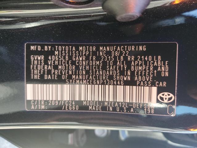 2022 TOYOTA COROLLA SE - 5YFM4MCE6NP130446