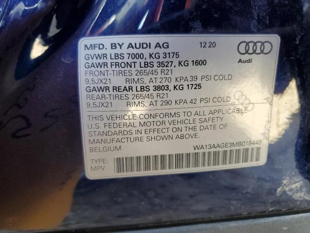 2021 AUDI E-TRON SPO - WA13AAGE3MB018448