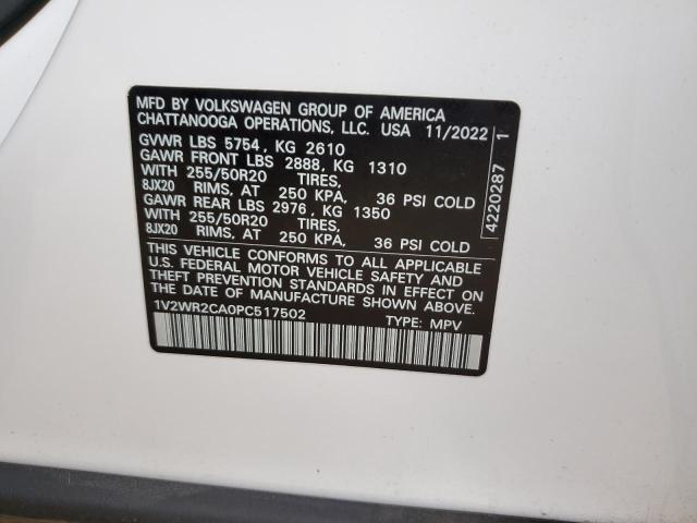 2023 VOLKSWAGEN ATLAS SE 1V2WR2CA0PC517502
