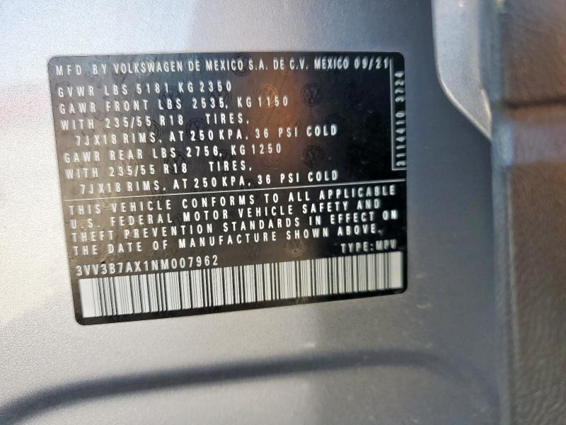 2022 VOLKSWAGEN TIGUAN SE - 3VV3B7AX1NM007962
