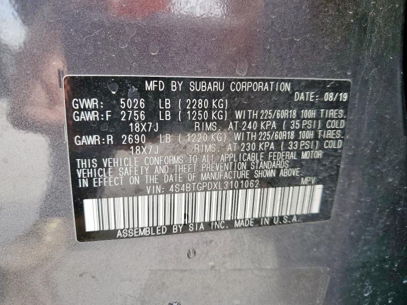 2020 SUBARU OUTBACK TO - 4S4BTGPDXL3101062