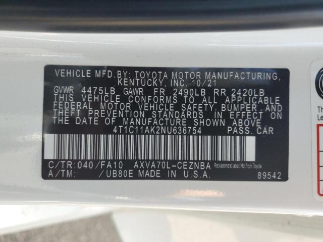 2022 TOYOTA CAMRY LE - 4T1C11AK2NU636754