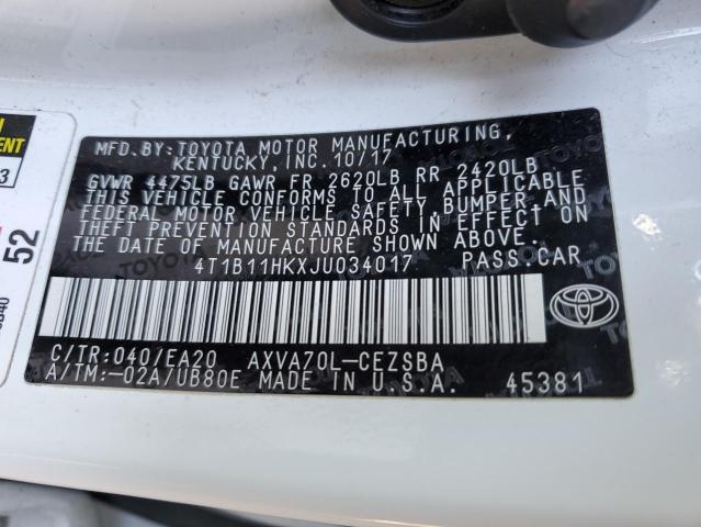 2018 TOYOTA CAMRY L 4T1B11HKXJU034017