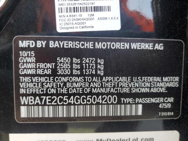 2016 BMW 740I WBA7E2C54GG504200