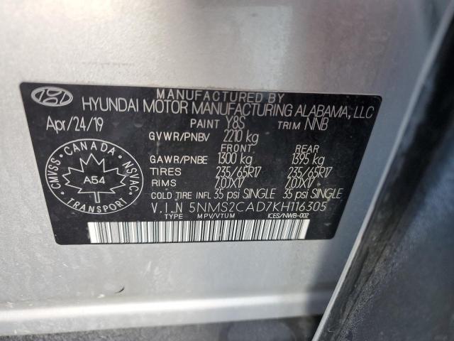 2019 HYUNDAI SANTA FE S 5NMS2CAD7KH116305