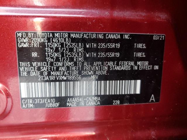 2021 TOYOTA RAV4 XLE P 2T3A1RFVXMW189556