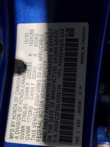 2020 HONDA CIVIC SPOR - 2HGFC2F88LH598124