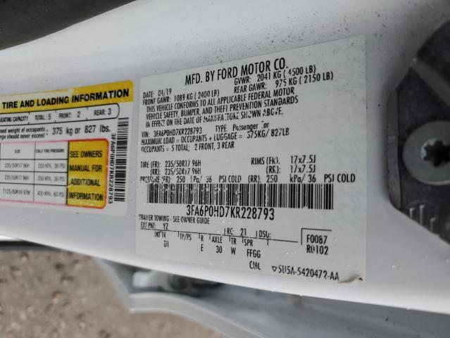 2019 FORD FUSION SE - 3FA6P0HD7KR228793
