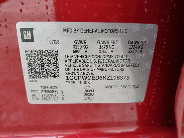 2019 CHEVROLET SILVERADO - 1GCPWCED6KZ106378