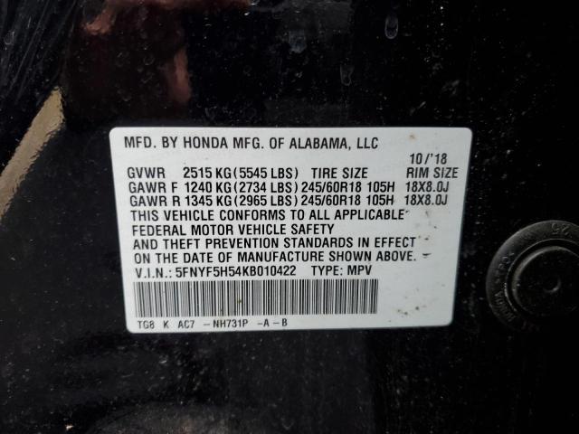 2019 HONDA PILOT EXL - 5FNYF5H54KB010422