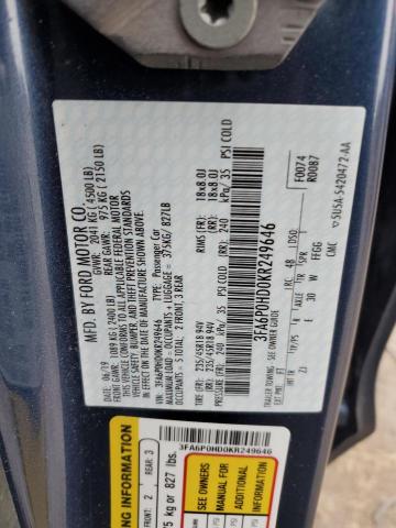2019 FORD FUSION SE - 3FA6P0HD0KR249646