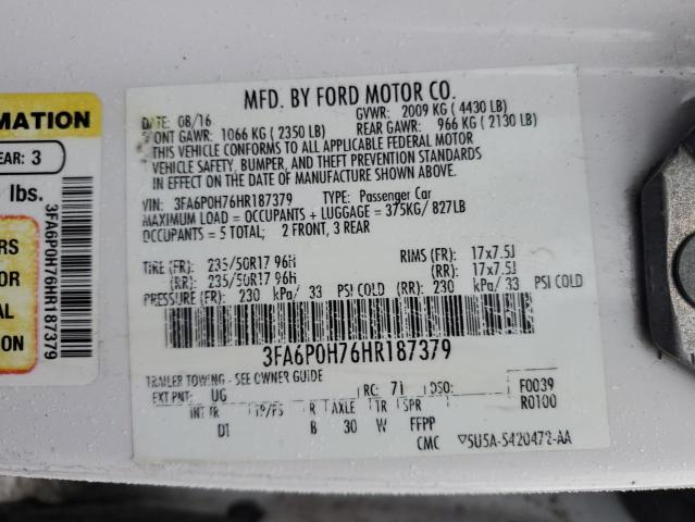 2017 FORD FUSION SE - 3FA6P0H76HR187379