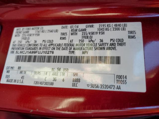 2015 LINCOLN MKC 5LMCJ1A99FUJ10276
