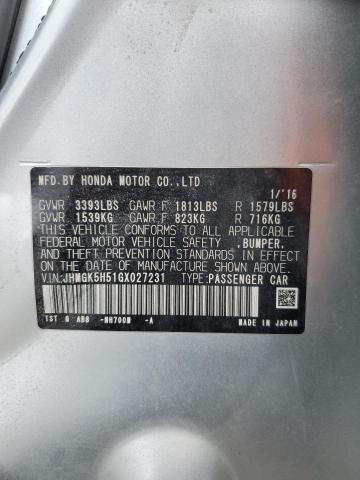 2016 HONDA FIT LX - JHMGK5H51GX027231