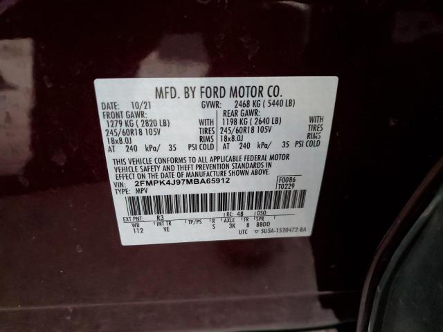 2021 FORD EDGE SEL - 2FMPK4J97MBA65912
