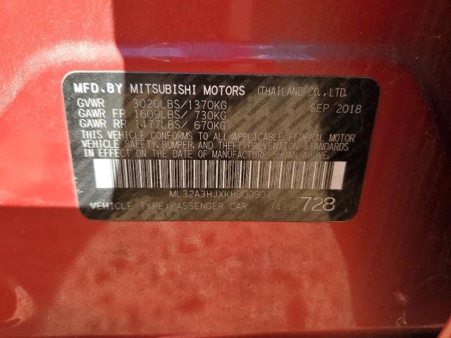2019 MITSUBISHI MIRAGE ES ML32A3HJXKH000907