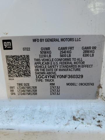2022 CHEVROLET SILVERADO - 1GC4YNEY0NF360329