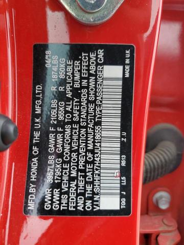 2018 HONDA CIVIC SPOR - SHHFK7H43JU418655