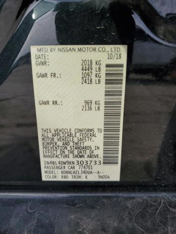 2019 NISSAN ALTIMA SV 1N4BL4DW9KN303733
