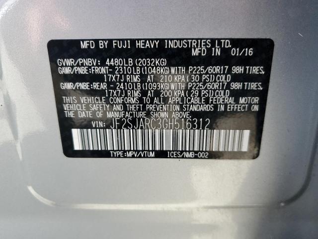 2016 SUBARU FORESTER 2 - JF2SJARC3GH516312