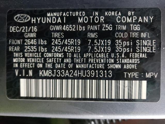 2017 HYUNDAI TUCSON LIM - KM8J33A24HU391313