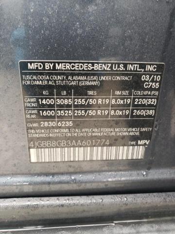 2010 MERCEDES-BENZ ML 350 4MA - 4JGBB8GB3AA601774