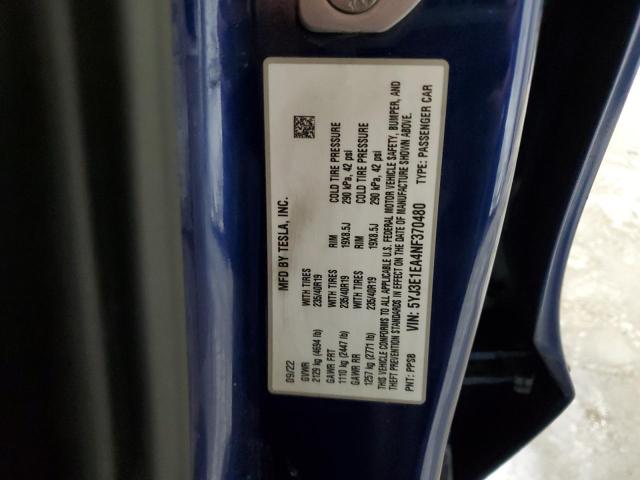 2022 TESLA MODEL 3 - 5YJ3E1EA4NF370480