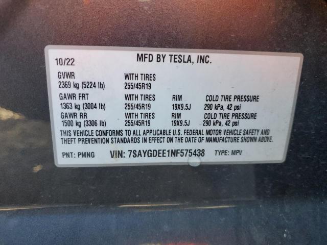 2022 TESLA MODEL Y - 7SAYGDEE1NF575438