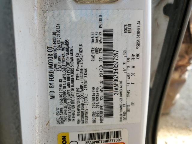 2017 FORD FUSION S - 3FA6P0G73HR377397