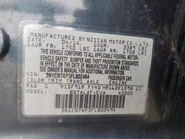 2015 NISSAN VERSA S 3N1CN7AP3FL802494