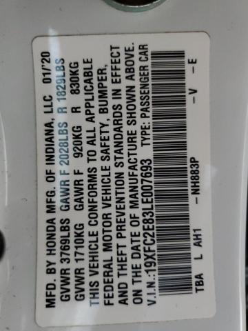 2020 HONDA CIVIC SPOR - 19XFC2E83LE007693