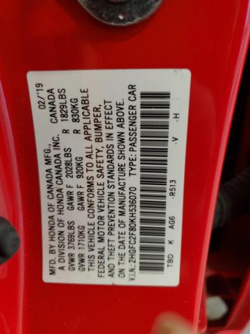 2019 HONDA CIVIC SPOR - 2HGFC2F80KH536070