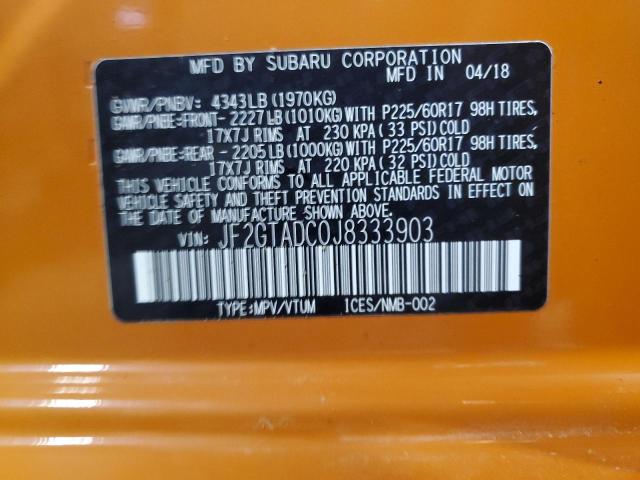 2018 SUBARU CROSSTREK - JF2GTADC0J8333903