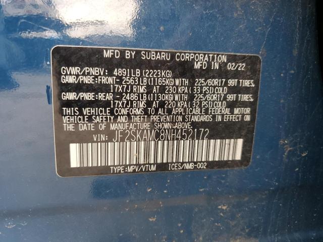 2022 SUBARU FORESTER W JF2SKAMC8NH452172
