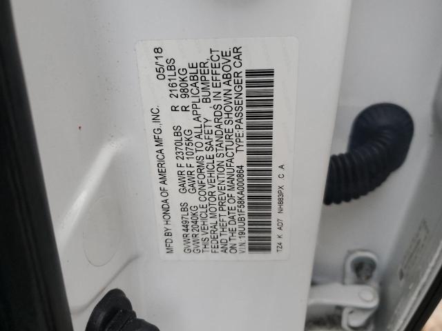 2019 ACURA TLX TECHNO 19UUB1F58KA000864