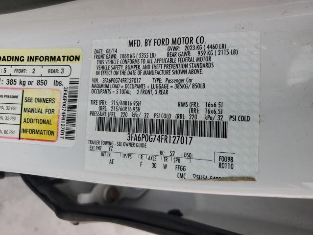 2015 FORD FUSION S - 3FA6P0G74FR127017