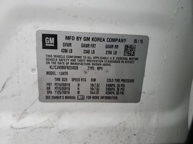 2015 CHEVROLET TRAX LTZ KL7CJNSB5FB224526