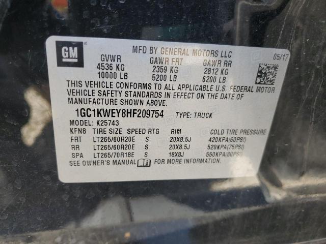 2017 CHEVROLET SILVERADO - 1GC1KWEY8HF209754