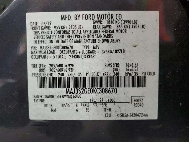 2019 FORD ECOSPORT MAJ3S2GE0KC308670