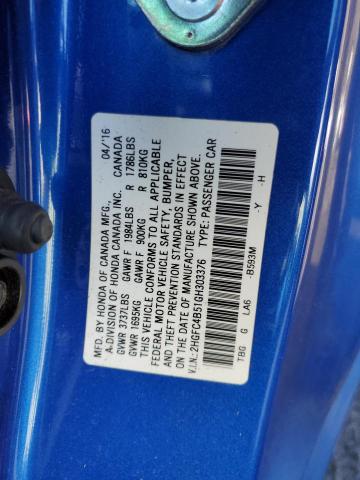 2016 HONDA CIVIC 2HGFC4B51GH303376